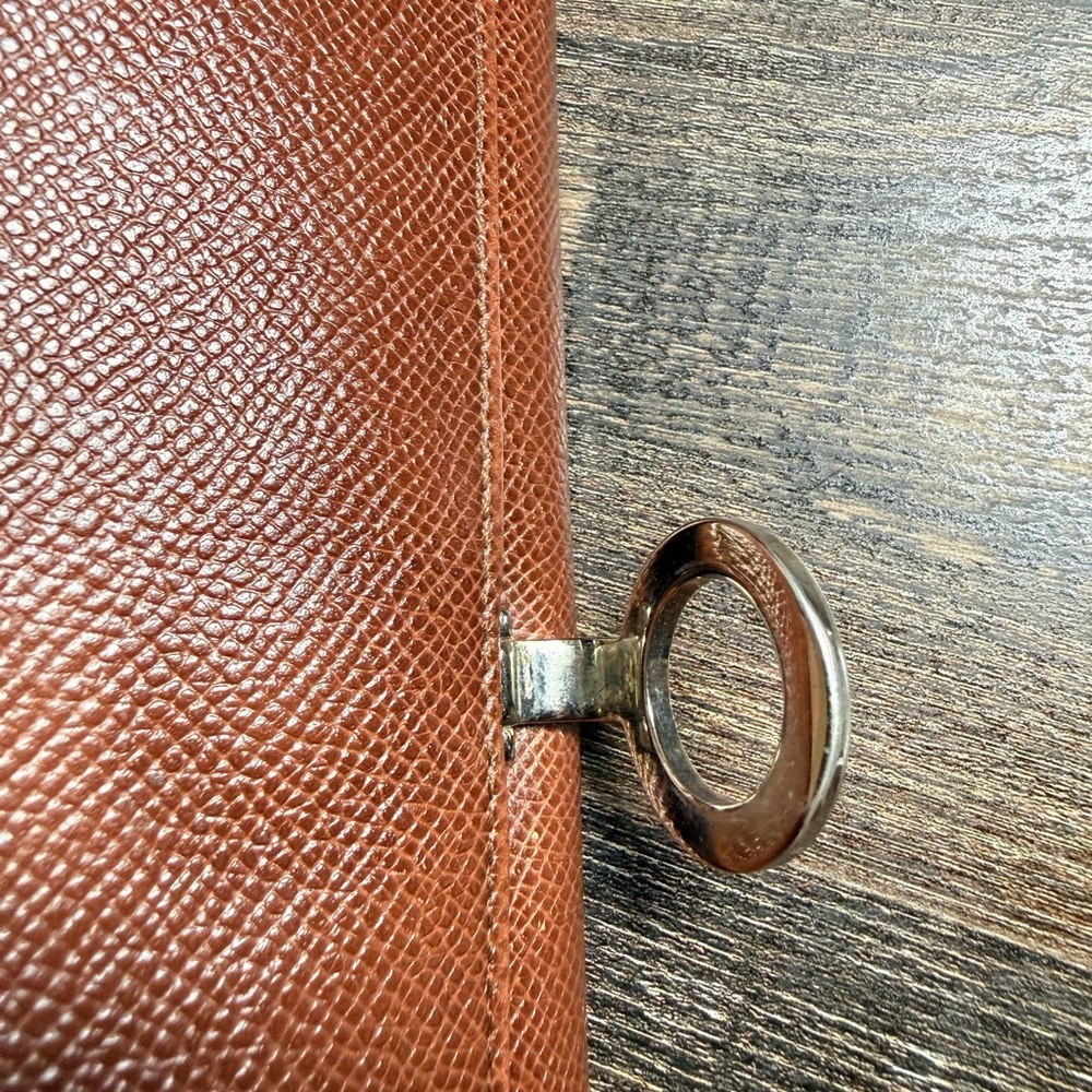 BVLGARI Leather Long Wallet with Silver-Tone Ring Closure - Brown - Picture 4 of 12